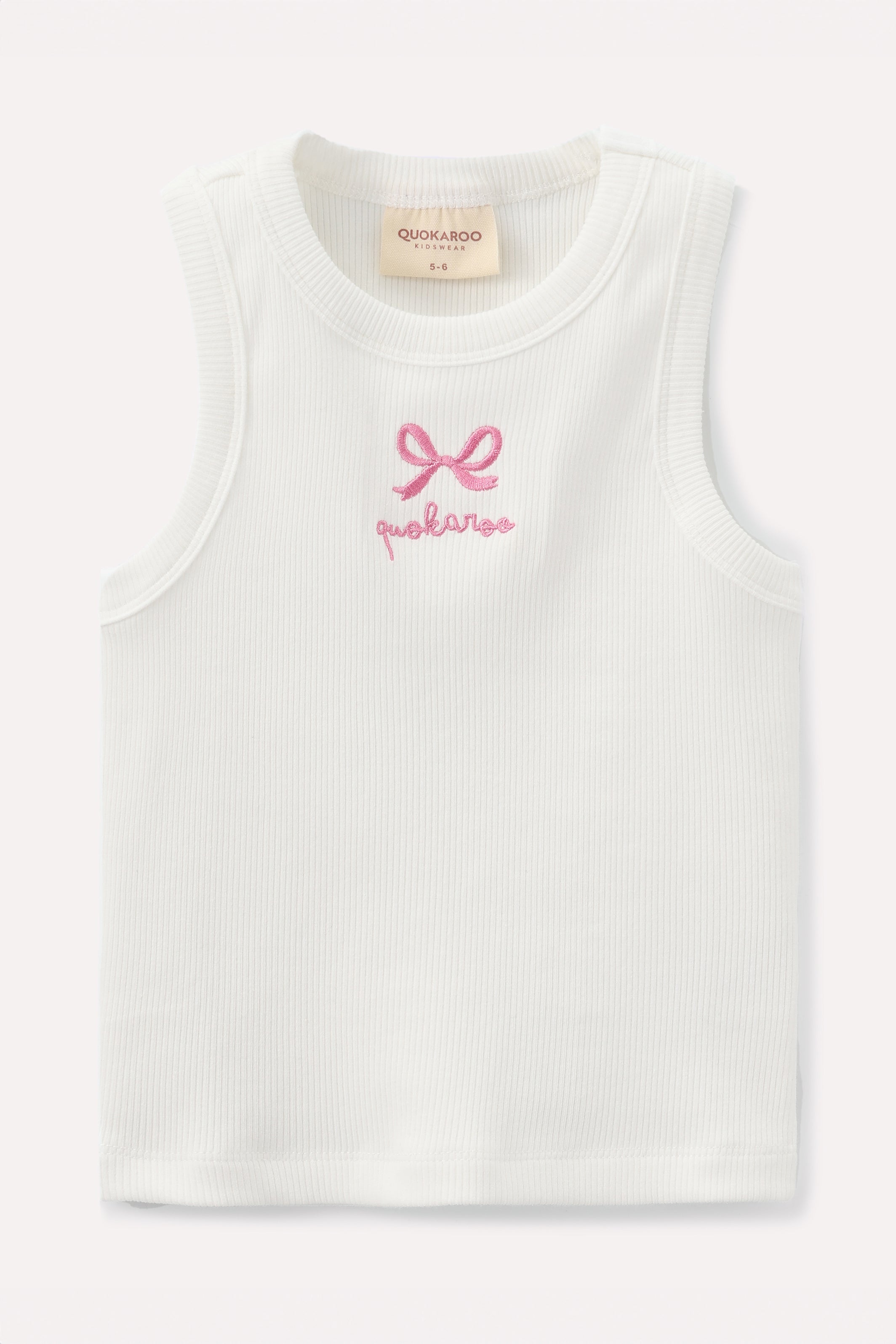 Brilliant White Ribbon Ribbed Tank