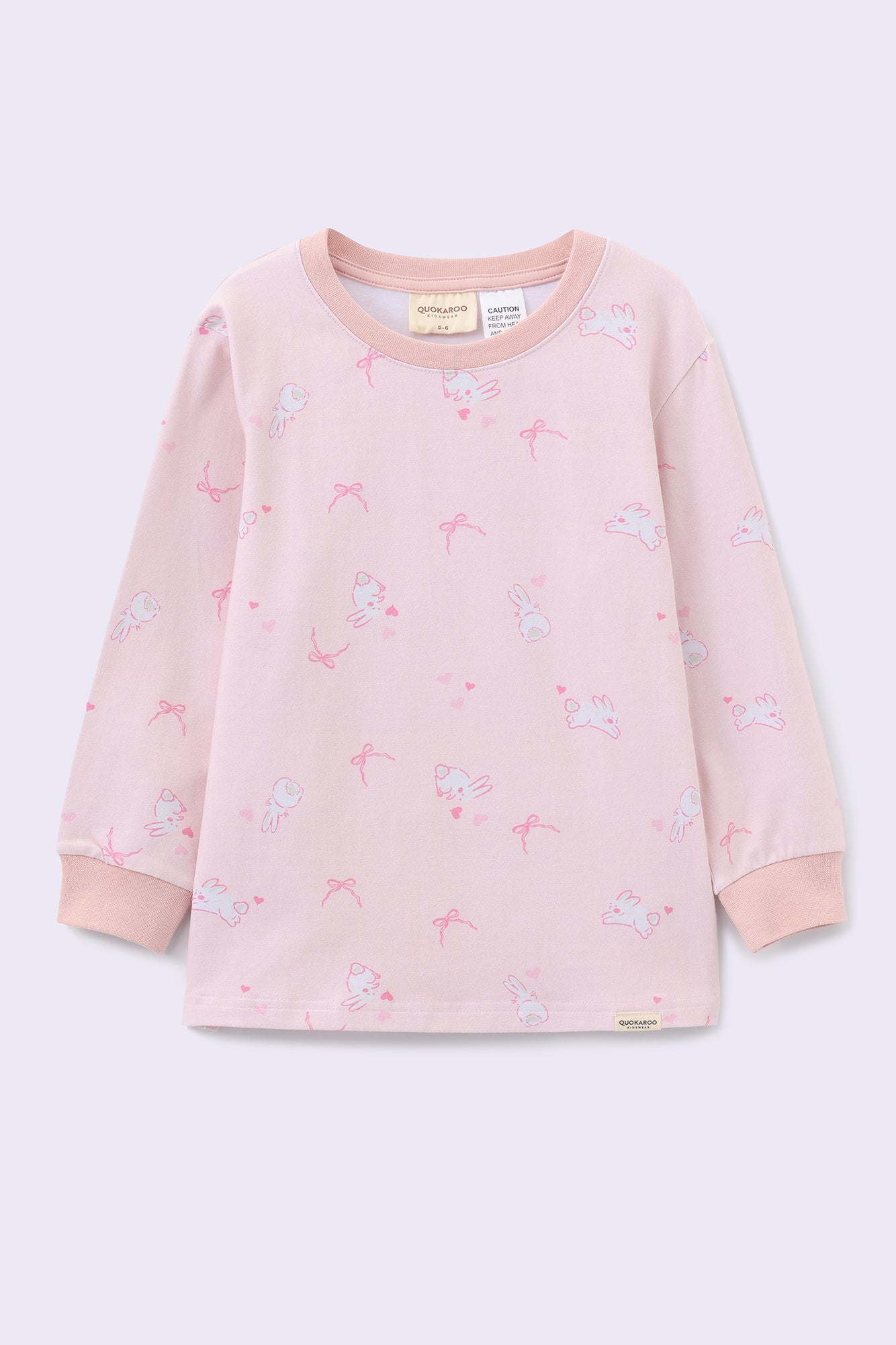 Cozy Cotton Long Sleeve Pj Set - Blush Pink Bunny