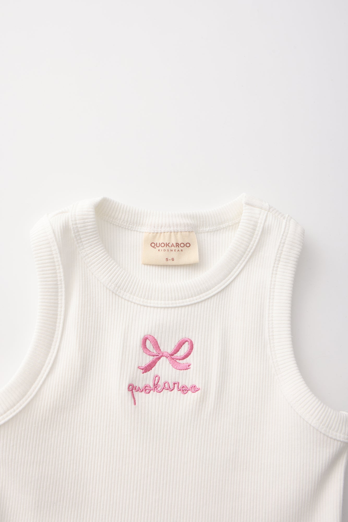 Brilliant White Ribbon Ribbed Tank