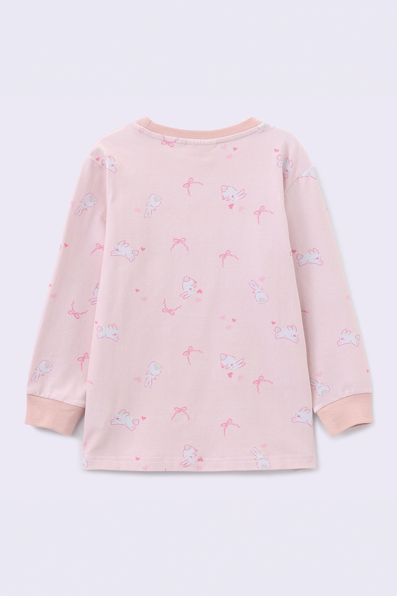 Cozy Cotton Long Sleeve Pj Set - Blush Pink Bunny