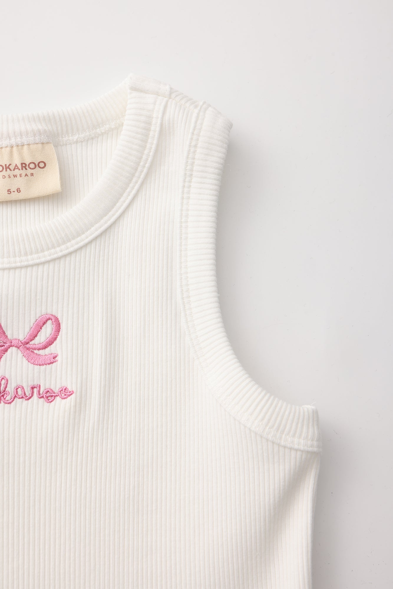 Brilliant White Ribbon Ribbed Tank